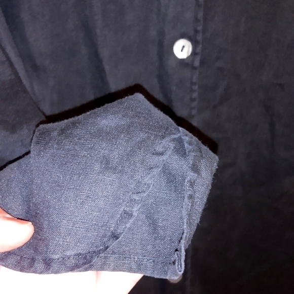 100% Linen Button Down long sleeve Top Black Color Size 1XL - Picture 5 of 9